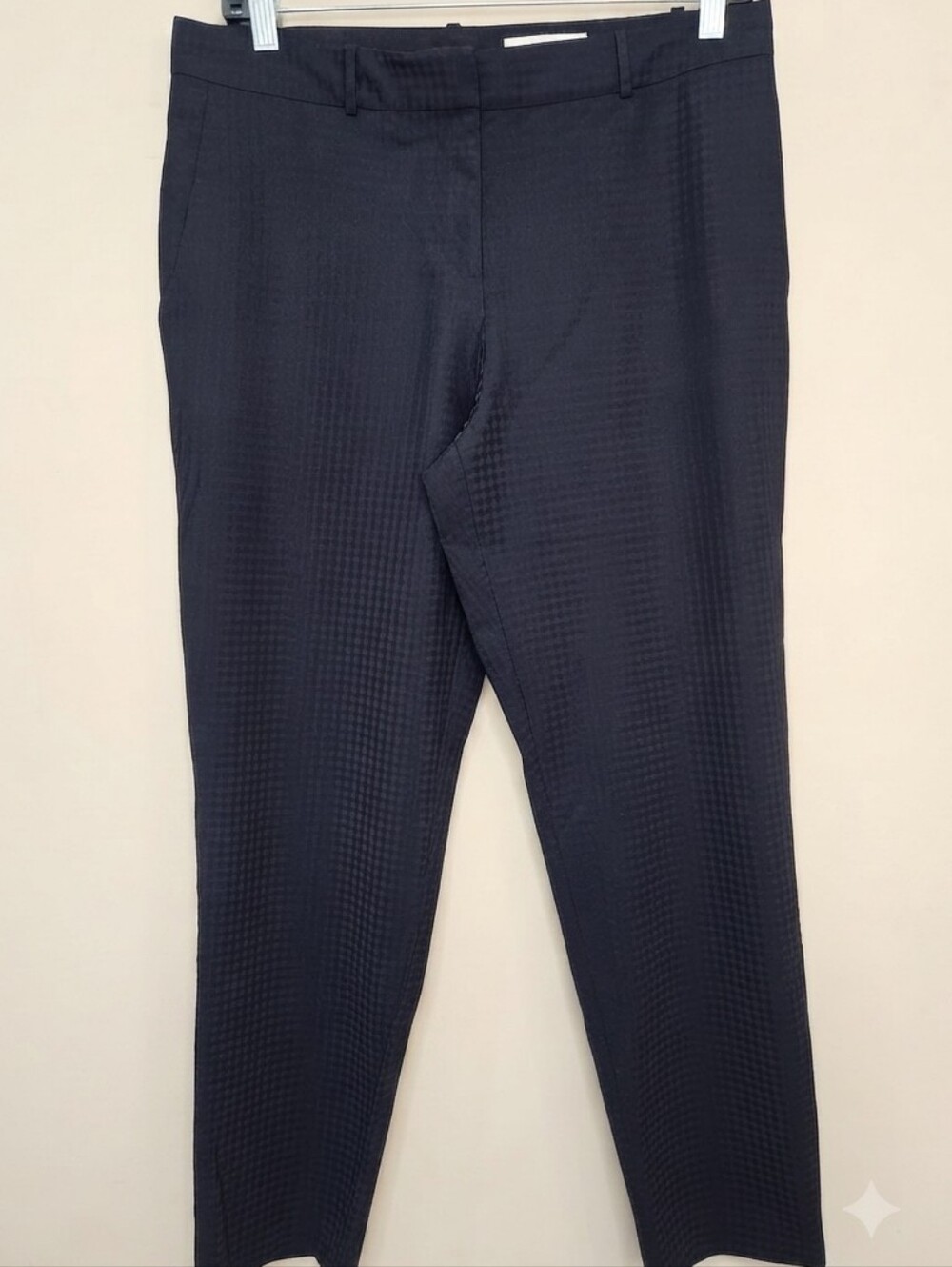 Hugo Boss Women's Tiluna 11 Blue 44% Virgen Woll Plaid STraight Leg Pants Size 4 - Picture 2 of 16